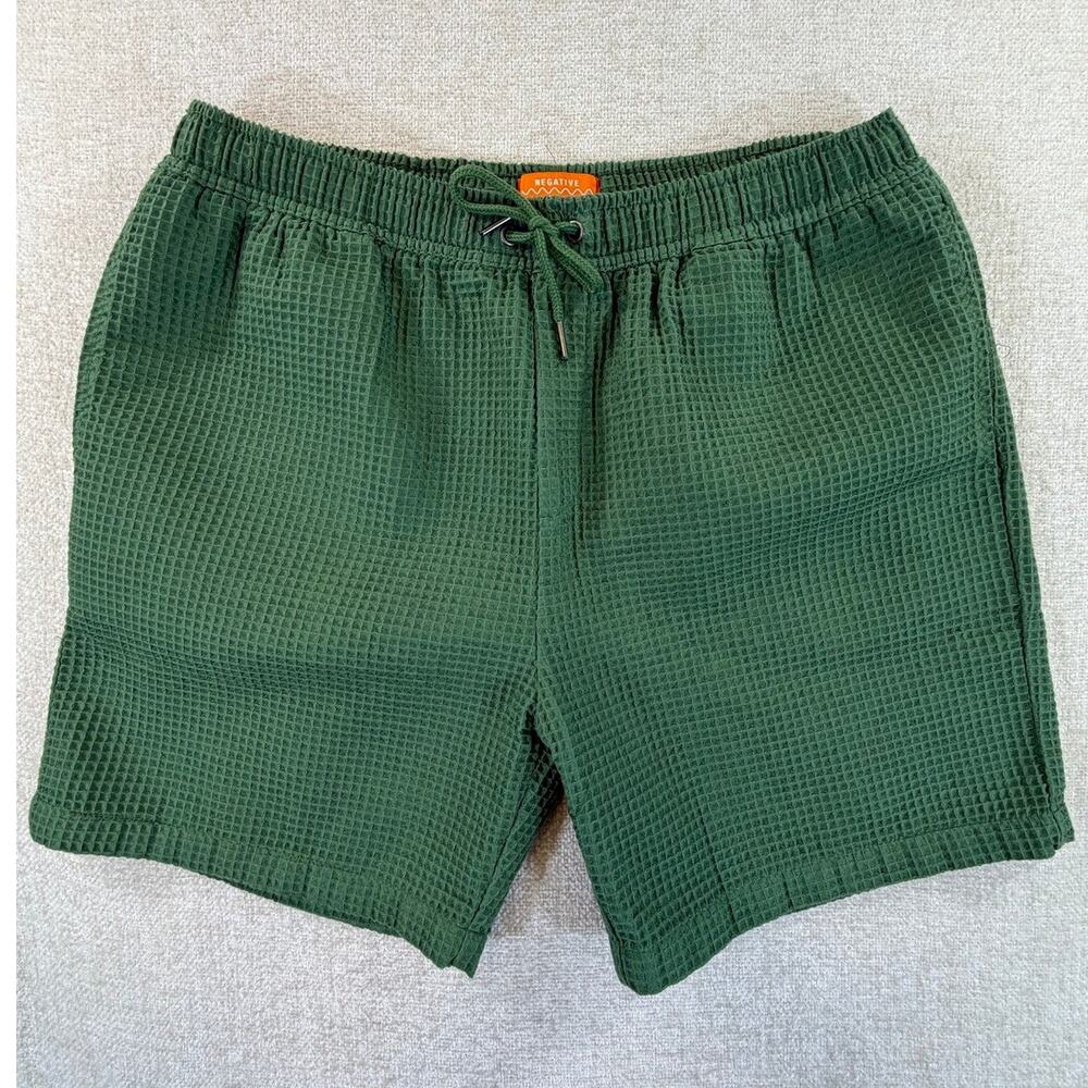 Negative Space Men's XL Green Waffle Texture Casual Athletic Athleisure Shorts